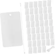 BRIGHTFUFU 100pcs White Hang Tags with String Waterproof Blank Merchandise Labels for Id Card Lanyards Necklace Display Cards Small Business Punch Cards