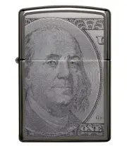 zippo lighter Benjamin Black Ice 100 dollar currency design Front And Back USA
