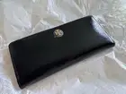 TORY BURCH Robinson Patent Slim Wallet Zip 44305 Black NWT