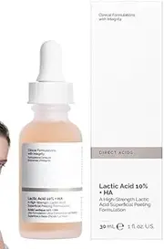 2pcs Ordinay Lactic Acid 10%+HA,Hyaluronic Acid, Exfoliating Serum for Smoother Skin, Anti Wrinkle Serums (30ml)