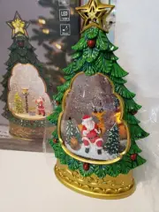 Christmas Water Lamp Globe Tree Shaped Santa And Reindeer Music New Battery Aaa