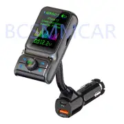 Car Bluetooth Receiver FM Transmitter MP3 Player Fast Charger Adapter Hands-Free