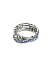 John Hardy Sterling Silver Jh Essentials Blue Sapphire Pave Crossover Statement Ring