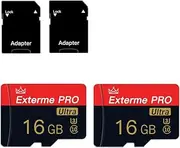 2 Pack Micro SD Card 16GB Class 10 with SD Adapter High Speed Memory Card for Tablet,Camera,Drone