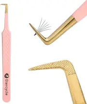90 Degree Lash Tweezers for Eyelash Extensions - Precision Fiber Tip Diamond Gri