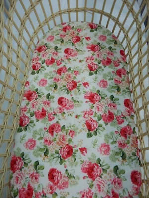 Bassinet Fitted Sheet Floral Princess Rose 100% Cotton FITS STANDARD BASSINET