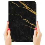 ( For iPad Mini 1 2 3 4 5 ) Art Flip Case Cover P23776 Black Marble