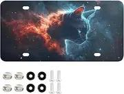 AIXIWAWA License Plate Space and Cat Print for Automobile Front Rear 12x6 in Standard Aluminum Alloy Metal Car Tags Decorative Plates