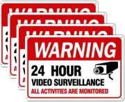 Video Surveillance Sign, 4-Pack 12"X 8" Security Camera Sign, Reflective and Wat