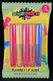 Sour Patch Kids - Flavored Lip Gloss - 5 Flavors - Total Net Wt. 0.2 oz/5.9 ml