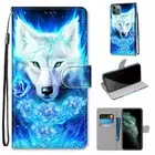 Cool Wolf Rose Wallet Flip Phone Case For iPhone 11 12 Pro Max XR XS X 6 7 8 SE