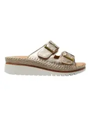 [Wide Steps] Hutch Metallic Sandals in Pewter