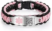 [Theluckytag] Medical Bracelets for Sport Men Women with QR Code Medical Alert ID Bracelets - Nylon Waterproof Wristband Fits Wrists Up to 7 inches - More Space Custom Emergency Medical ID Alert Info