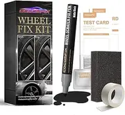 Curb Rim Repair Kit, Matte Black Rim Touch Up Paint, Wheel Scratch Repair Kit, Quickly Fix Rim Scratches, Curb Rashes and Surface Damage, Universal Color Black Rim Paint