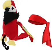 SHOWERORO Pirate Costume Accessories Plush Parrot on Shoulder Props Bandana for Halloween Decor