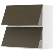 METOD wall cabinet horizontal w 2 doors, white/Havstorp brown-beige, 80x37x80 cm