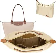 GADITIEK Tote Bag Organiser for Longchamp - Perfect Long Champ Bag Organizer for Purse Accessories - Keep Your Purse Neat and Tidy with Bag Insert Organiser. (Beige, Large)