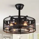 20'' Caged Ceiling Fan Light Remote Control 6-Light Chandelier Ceiling Fixtures