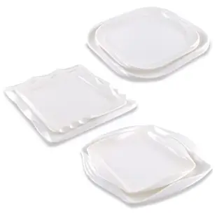 A5密胺白色四方盤正方形塑料自助餐盤仿瓷菜盤飯盤快餐盤涼菜商用