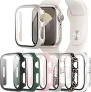 6-Pack Case with Tempered Glass Screen Protector Compatible with Apple Watch Series SE 6 5 4 40mm, Full Coverage Hard PC Protective Face Cover Bumper for iWatch 40 mm