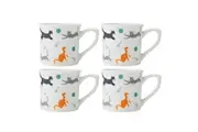 4PK Mikasa 250ml Cat Fluted Coffee Mug Tea Drink Cup Clay Drinkware w Handle
