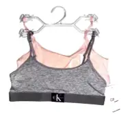 NWT CALVIN KLEIN GIRL’S MONOGRAM COTTON PINK /GRAY BRALETTE BRA MEDIUM 7-8 New
