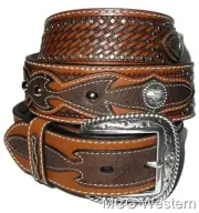 Ariat Western Mens Belt Leather Conchos Studded Overlay Brown A10005793