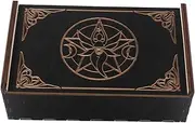 Yardwe Wooden Tarot Card Storage Box Vintage Sliding Lid Case for Organizing Tarot Decks Elegant Design for Keepsake Jewelry Artisan Craftsmanship Capacity Storage