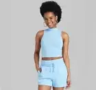 Wild Fable Women's XXL Tiny Tank Top Light Blue Mock Turtleneck Sleeveless New