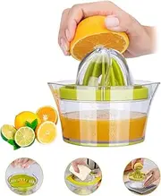 Citrus Lemon Orange Juicer, Manual Hand Squeezer with Built-in Measuring Cup and Grater 12OZ 4 in 1 Multi-function Manual Juicer with Multi-size Reamers, Ginger Garlic Cheese Grater Egg Yolk Separator