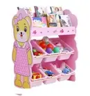 Wooden Kid Toy Storage Box Bookshelf Organizer Display Shelf Storage Rack 6 Bin