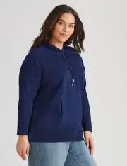 Autograph Jumper PLUS Size XL 26 Hoodie Cotton/Poly Knit Navy Pullover RP$90 NEW