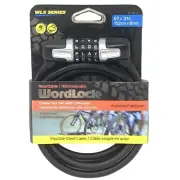 Wordlock Bicycle Lock CL-605-A1 4-Letter Combination Cable 5 Foot Long