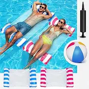 4 in 1 Adult Pool Floatboard with Pump and Beach Ball. Inflatable Pool Floatboard, Portable Water Hammock with Bottom Mesh for Summer Event Pool Party