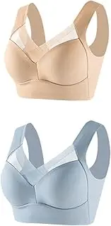 ZRBDHGF Spaghetti Straps Bras For Women Full Support Wireless, Wireless Front Closure Button Bra Button Down Minimizer Bra
