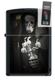 Zippo 7031 gothic grim reaper and candelabra DISCONTINUED Lighter + FLINT PACK