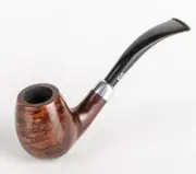 Briar Tobacco Smoking Pipe , Army Mount, Metal Cooling Filter, Brown, Gift