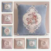 Jacquard Square Floral Cushion Case Only Cover Sofa Pillowcase Home Decor Retro