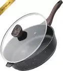 Nonstick Deep Frying Pan with Lid, 12" Skillet, Induction Compatible, PFOA Free