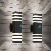 Dusk to Dawn Outdoor Wall Lights, Modern Exterior Light Fixture, 3-Layer Up a...