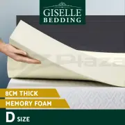 Giselle Bedding Memory Foam Topper 8cm Double Mattress Toppers Underlay Pad Mat