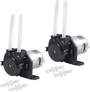 Diitao 2PCS 12V DC Dosing Pump Peristaltic Dosing Head Low Flow Peristaltic Pump Liquid Small with Connector for Aquarium Lab Analytic Black