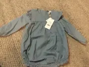 PUMPKIN PATCH chambray blue legless romper BNWT Size 2