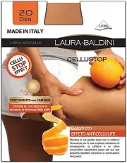 Italian 20 Denier Pantyhose | Black, Large, Control Top Anti-Cellulite Support