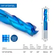 3 Flute Carbide Square End Mill 1/4'' Shank End Mill CNC Router Bit 1 Pc