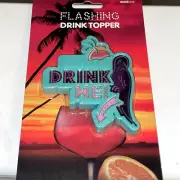 NWT Flashing Glass Cup Drink Topper Novelty Gag Gift Tropical Parrot Key West