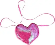 [Healeved] Adorable Mini Crossbody Bag Sequin Heart Purse for Girls Versatile Coin Cards Storage Bag for School Travel