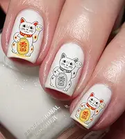 Japanese Lucky Cat Maneki Neko Nail Art Decal Sticker