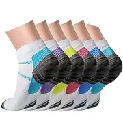 5 Pairs Short Compression Socks for Men and Women, Arch Support Ankle Running Socks, Elastic Sports Fascia Support for Gym, Training, Cycling