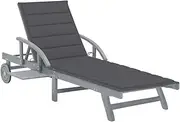 Garden Sun Lounger with Cushion Solid Acacia Wood Patio Sun Loungers